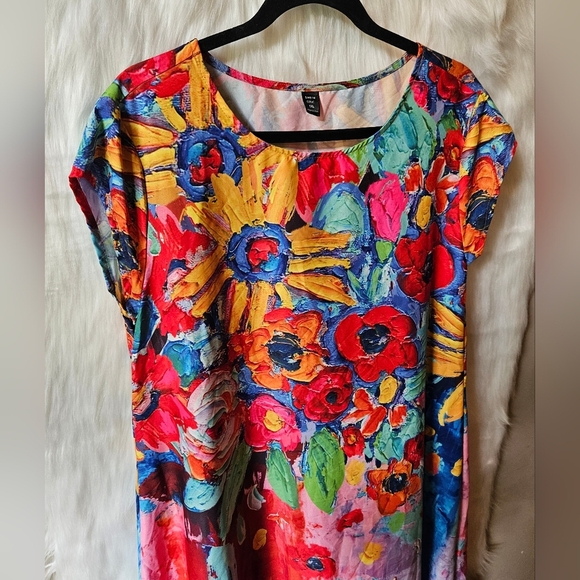 SHEIN Work Of Art Painting Floral Maxi Dress - Picture 3 of 8